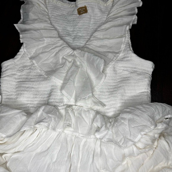 Free People Sunsational Midi Elegant White Ruffled Dress Large Nwt - Picture 6 of 15